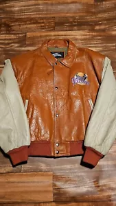 Vintage Rare Planet Hollywood Genuine Leather Promo Jacket Coat Zip Up Sz Large - Picture 1 of 17