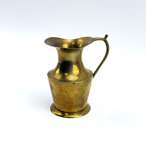 Messingkrug 13 cm | Vintage Dekovase | Antik Alt | Metallgefäß Henkelkrug - Picture 1 of 13