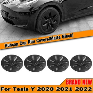 4x Matte Black 19" Wheel Cover Hubcap Hub Cap For 2020 2021-2024 Tesla Model Y - Picture 1 of 16
