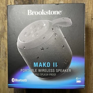 Brookstone Mako II Bluetooth Portable Speaker IPX5 Splash Proof Black - Picture 1 of 7