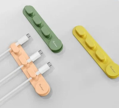 3-Pack Silicone Cable Organizer Clips – Self-Adhesive Cord Management for Desk - Image 1 of 4