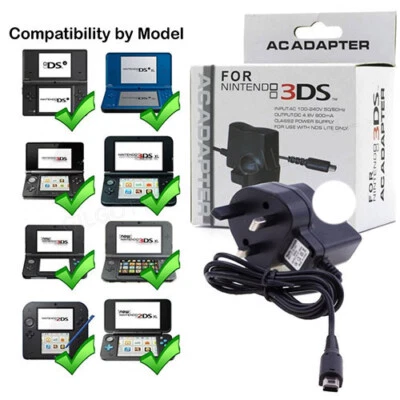 Nintendo DSI DSI XL 2DS 3DS 3DS XL 2DS XL Mains Wall Power Charger UK 3 Pin