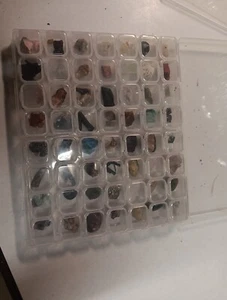 crystal rock Gemstone mineral Lot Collection With 56 Grid Organizer - Picture 1 of 13