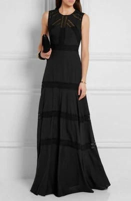 Maxi Vestido Negro Sin Mangas Aguja e Hilo Reino Unido 12 LN151 GG 10 Foto 1 de 4