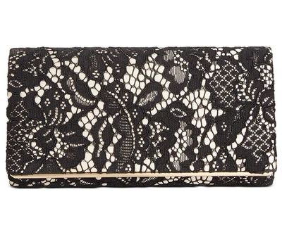 Bolsa de noite GIANI BERNINI floral crochê renda alça corrente preta - Imagem 1 de 4