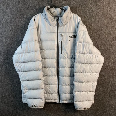 The North Face Aconcagua Mens XL Full Zip 550 Down Puffer Jacket Grey Pockets - Image 1 of 4