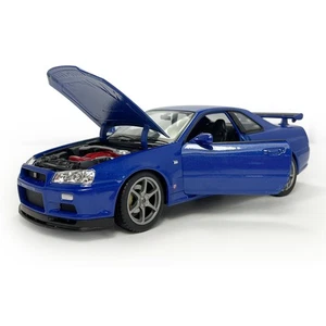 1:24 Scale Nissan Skyline GT-R (R34) Model Car Diecast Vehicles Collection Blue - Picture 1 of 12