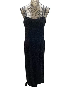 Scala dunkelblau Perlen Maxi festliches Kleid mit offenen Seiten Small - Bild 1 von 9