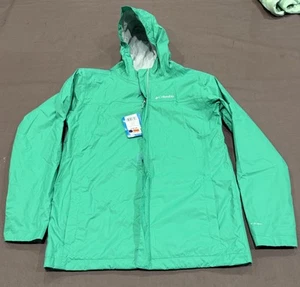 Columbia Youth XL Watertight Rain Jacket Full Zip Hood Omnitech Waterproof Green - Picture 1 of 11