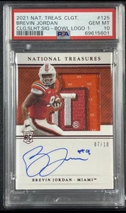 BREVIN JORDAN PSA 10 2021 TESOROS NACIONALES PARCHE LOGOTIPO COLEGIAL AUTOMÁTICO 07/10 RC - Imagen 1 de 2