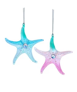 Set of 2 Starfish Ornaments T3856 w - Picture 1 of 1