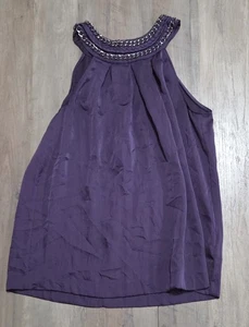 Camiseta sin mangas Michael Kors púrpura halter con detalle de cadena para mujer talla 8 - Imagen 1 de 5