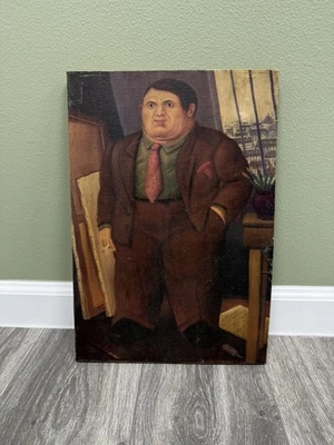 Pintura al óleo pintada a mano Repro Fernando Botero artista fumar cigarro lienzo  Foto 1 de 4
