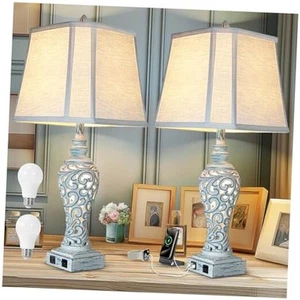 Table Lamp Bedside Lamps Set of 2, 28.5'' Luxsight Farmhouse Table Lamps for  - Picture 1 of 8
