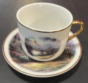 Thomas Kinkade "Moonlight Cottage" Teleflora Gift Mug Cup & Saucer - Picture 1 of 8