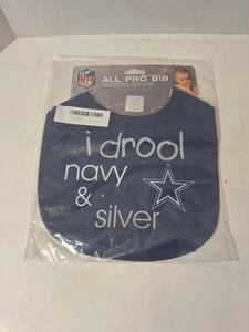 Dallas Cowboys "I Drool Navy & Silver" Bib NFL Liscened New - Picture 1 of 2