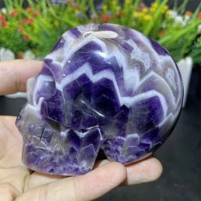 3.7" 1.3LB Natural Dream Amethyst Crystal Skull Quartz Carving Reiki Decoration - Image 1 of 4