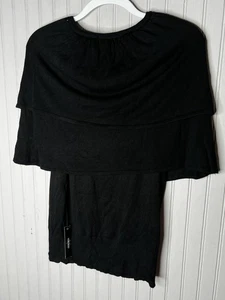 Vertigo Sweater Womens Large Black Off Shoulder Capelet Knit Tunic NWT VC32109 - Picture 1 of 12