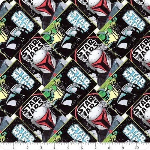 Pósters precortados de Star Wars the Mandalorian de tela de algodón collage de 1 yarda Foto 1 de 1