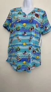 Blusa Médica Looney Tunes para Mujer Talla M Dibujos Animados Piolín Taz Elmer Fudd Nueva con Etiquetas - Imagen 1 de 11