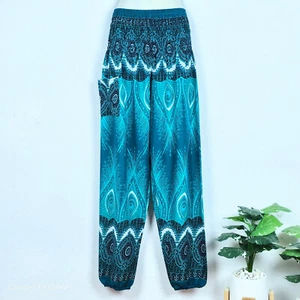 Ladies Harem Pants Baggy Bohemian Aladdin Genie Hippy Baggy Yoga Trousers HFT - Picture 1 of 4