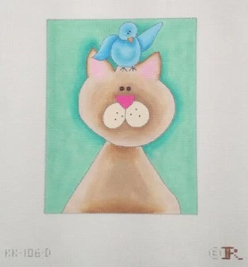 Renaissance Designs HP Needlepoint SAFE LANDING KK-106-D Handpaint 14 Mesh Cat - Bild 1 von 6