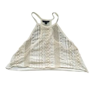 American Eagle Outfitters Tank Top Women's Cream Floral Lace Halter Cami Crop Sm - Picture 1 of 4