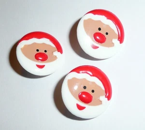 Botones de vástago redondo de plástico Jolly Santa Claus (3) botones 11/16" Navidad Santa - Imagen 1 de 5