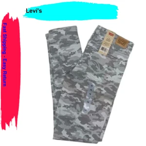 Levis Girls 710 Super Skinny Camo Denim Jeans Cotton Camo Gray size 14 - Picture 1 of 4