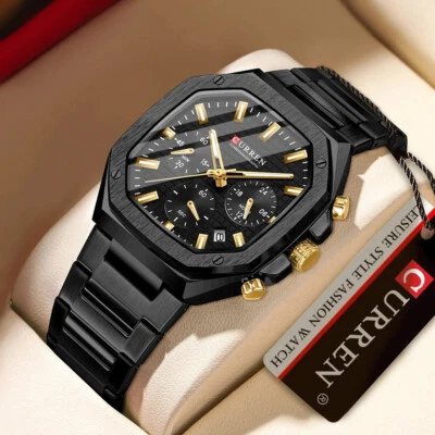 CURREN Men Quartz Watch Chronograph Multifunction Wristwatch 24 hours Male Watch - Image 1 of 4