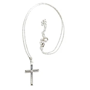 COLLAR COLGANTE CRUZ PLATA de LEY 925 25x15 mm y CADENA 40 a 45 cm PLATA de LEY - Imagen 1 de 3