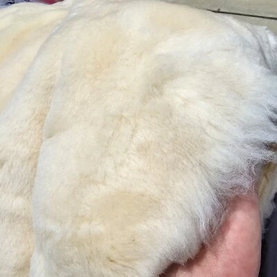 UGGplush ~ SHERPA SHEEPSKIN SHEARLING FAUX FUR BLEND FABRIC 36" x 60" ~ BEIGE - Image 1 of 4