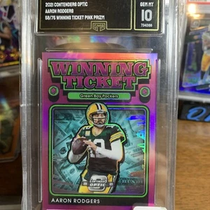 2021 Optic Aaron Rodger’s Pink Winning Ticket/75 💎 Mint - Picture 1 of 6