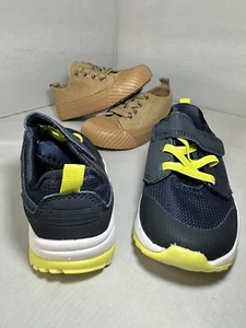 Hardly Worn Children Boys Shoes Lot of 2 pair size 8 Cat & Jack Sneakers Canvas - Picture 1 of 19