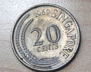 1969 Singapore 20 Cents Swordfish - Picture 1 of 2