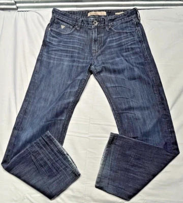 Vintage GUESS Jeans Relaxed Wide Leg Boot Cut Mens 33x30 Blue Dark Wash Whiskers - Image 1 of 4