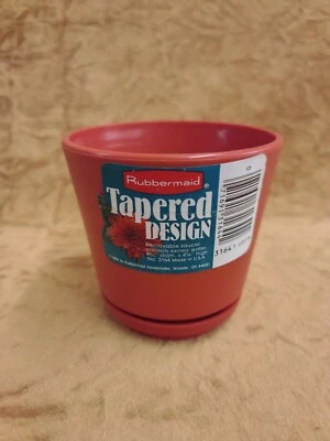 Maceta Rubbermaid con platillo adjunto plástico naranja nuevo de stock  Foto 1 de 4