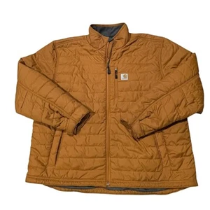 Carhartt Jacket Mens 2XL Orange Puffer Gilliam Windbreaker Rain Defender Logo - Picture 1 of 7