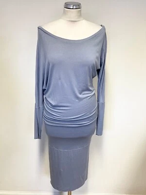 VESTIDO LÁPIZ SUPERTRASH AZUL JERSEY CUELLO DE BARCO MANGA LARGA TALLA S Foto 1 de 4