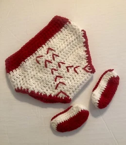 Newborn Baby Baseball Outfit Handmade Crochet Knitted Photo Prop Costume Sports - Picture 1 of 7