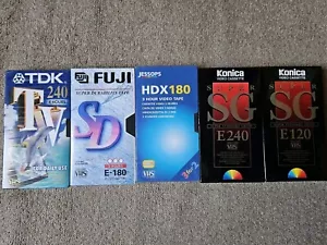 Bundle of 5x Blank VHS , TDK TV240 FUJI E180, JESSOPS HDX180 New and Sealed - Picture 1 of 6