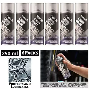 6X Lithium Grease Spray Rapide White Multi Purpose Protects & Lubricates 250ml - Picture 1 of 1