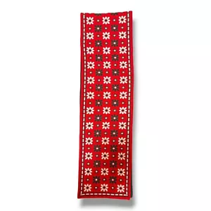 Runner da Tavolo Natalizio Vintage Reversibile Tessuto Floreale Rosso Verde Vacanze 92x13 - Foto 1 di 8
