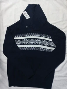 The Childrens Place navy sweater SIZE 7/8 MEDIUM white snowflake pattern NEW - Picture 1 of 5