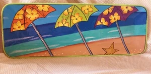 Servier Rechteck Platte Sommer Sonnenschirme Strand Sommer Spaß Ton Kunst - Bild 1 von 7