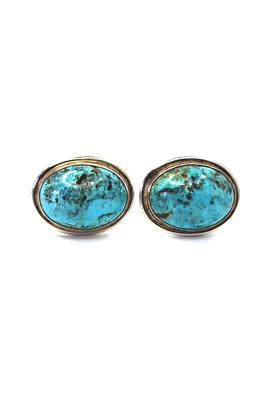 Sterling Silver & Turquoise Men's Cufflinks - Image 1 of 4