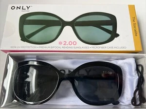 NEW ONLY EYEWEAR "The SOCIALITE" Reading Glasses Bifocal Sunglasses +2.00 - Picture 1 of 7