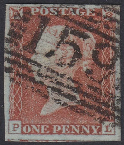 1841 1d TARGA ROSSA MARRONE 55 CON LETTERE DIFETTOSE "E" P - L " F/USATA CON 4 MARGINI - Foto 1 di 2