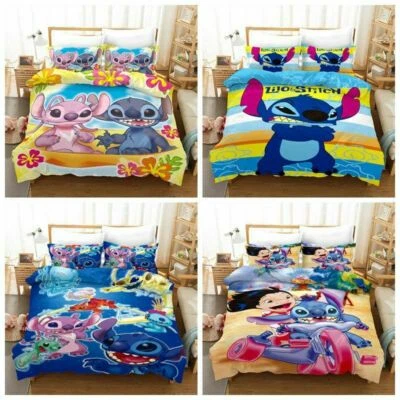 3D Kids Cartoon Bedding Set Stitch Lilo Duvet Cover Sets Quilt Cover Pillow Case - Image 1 of 4