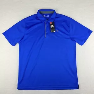 Under Armour Polo Shirt Mens XL Blue Striped Performance Loose Heatgear NWT NEW - Picture 1 of 10